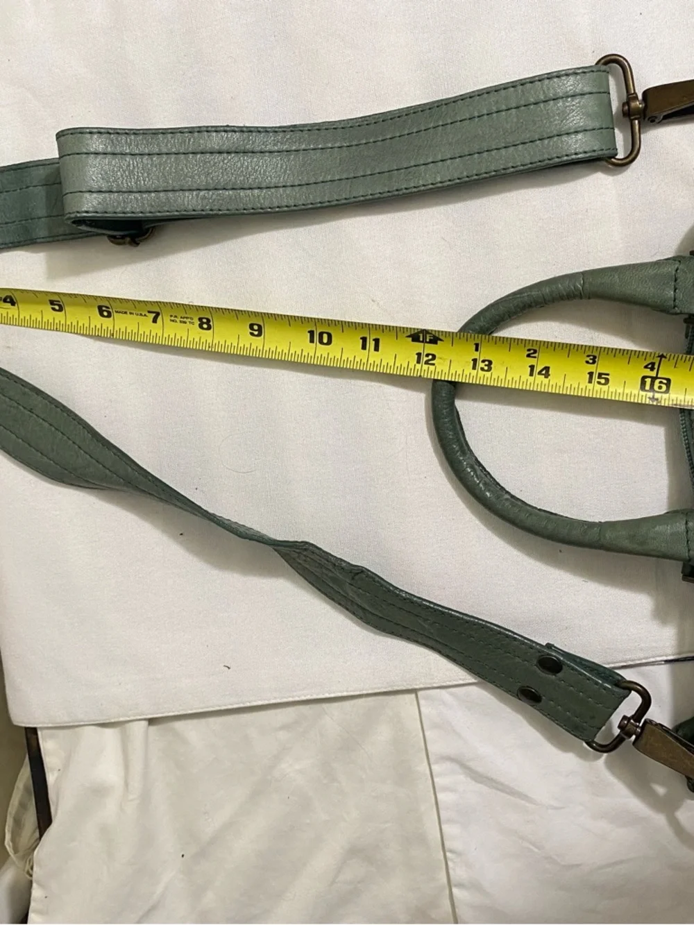 Maurizio Taiuti Sage Green Leather Crossbody Tote - Picture 14 of 15